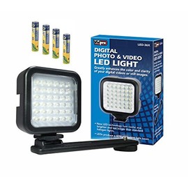 Panasonic Lumix DMC-FZ300 Digital Camera Lighting LED-36X On-Camera LED Video Light - With a Pack of 4 AAA NiMH Rechargable Batteries - 1000mAh
