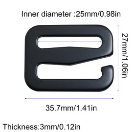 LUORNG 4PCS G Shaped Wave Buckles Backpack Strap Belt Hook Outdoor Webbing Buckle Clips, Black, 35.7x27mm