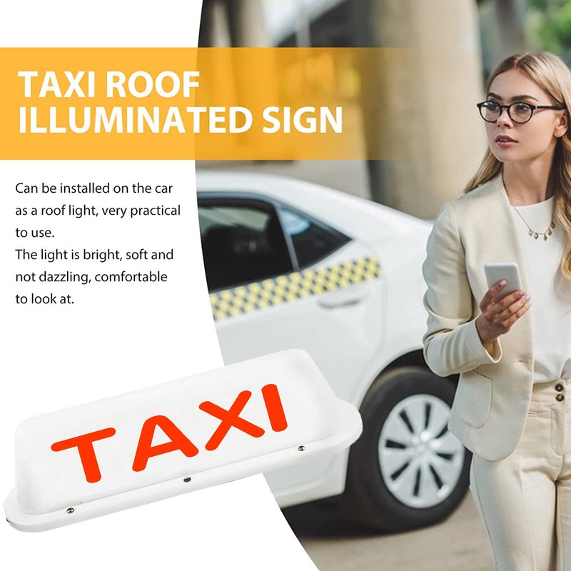 ABUKALIXIN TAXI Logo Sign Top LED Light Roof Drivers Battery