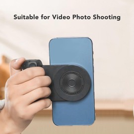 Magnetic Camera Handle with Bluetooth Bracket, Cordless Charging Stand for Phone Hand Grip, Phone Camera Grip with Bluetooth Shutter for Video Photo (Black)