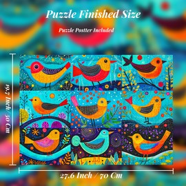 1000 Piece Jigsaw Puzzle for Adults by Cogoalmoer, Colourful Collage of Individual Bird Artwork,Vibrant and Unique,Superb Gift for Bird Enthusiasts