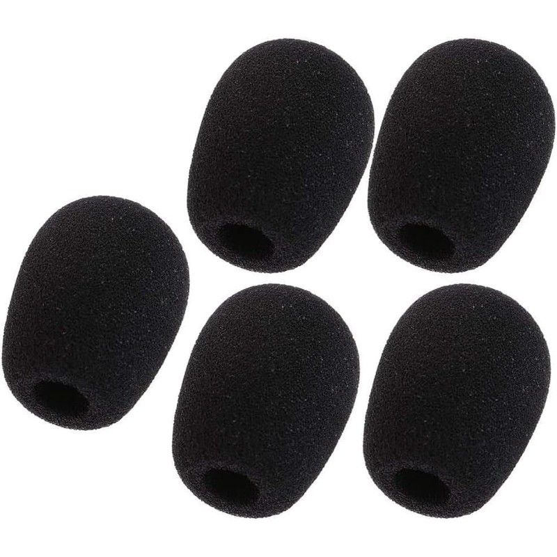 5 Pcs Black Replacement Microphone Sponge Wind Shield Windscreen Foam