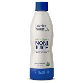 Earth's Bounty Tahitian Organic Noni Juice - 32 fl.oz - 100% Pure, Natural Immune & Joint Support - Organic, Kosher Noni Juice - No Additives