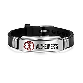 MZC Jewelry ELIQUIS Medical Alert Bracelets for Men Women Sport Silicone Emergency Wristband Adjustable Stainless Steel Engraved Medical ID Bracelets