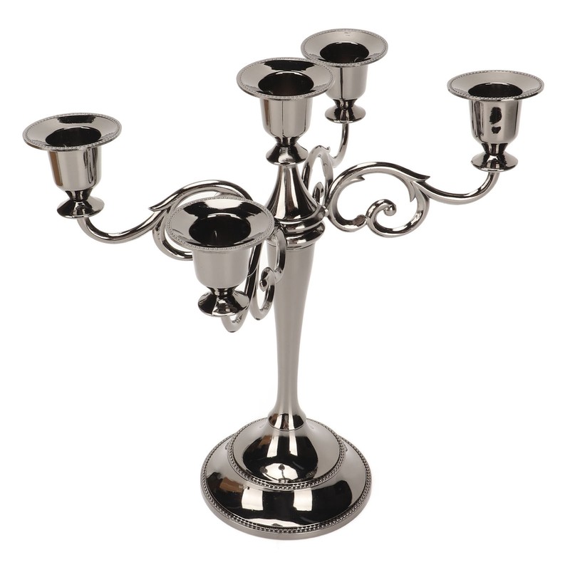 Metal Candelabra Black 5 Arms Elegant Colorfast Stable Wide Base