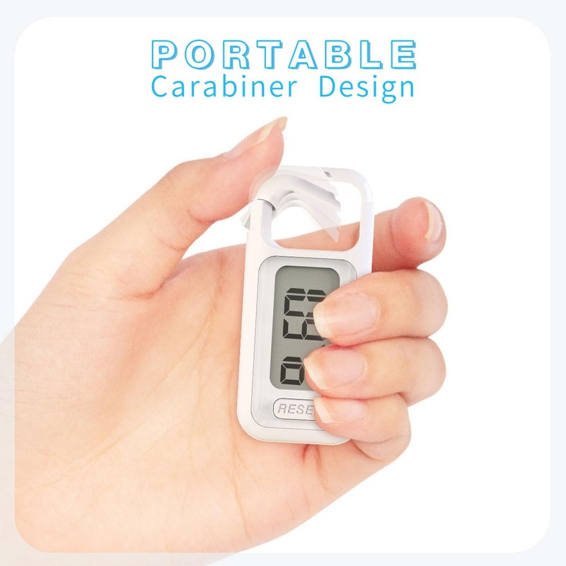 Simple Walking 3D Pedometer, Portable Carabiner Step Counter, Steps Tracker