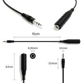 ExcelValley - Stereo Adapter Cable - 3.5mm TRS to 1/4" TRS - Professional Audio Adapter for Headphones, Microphones, Mixers, Amplifiers and Recording Equipment [Straight]