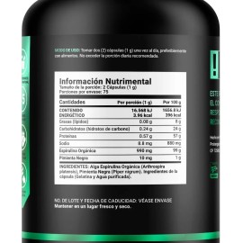Espirulina Organica De 150 Cáps 500mg Alga Spirulina. B Life