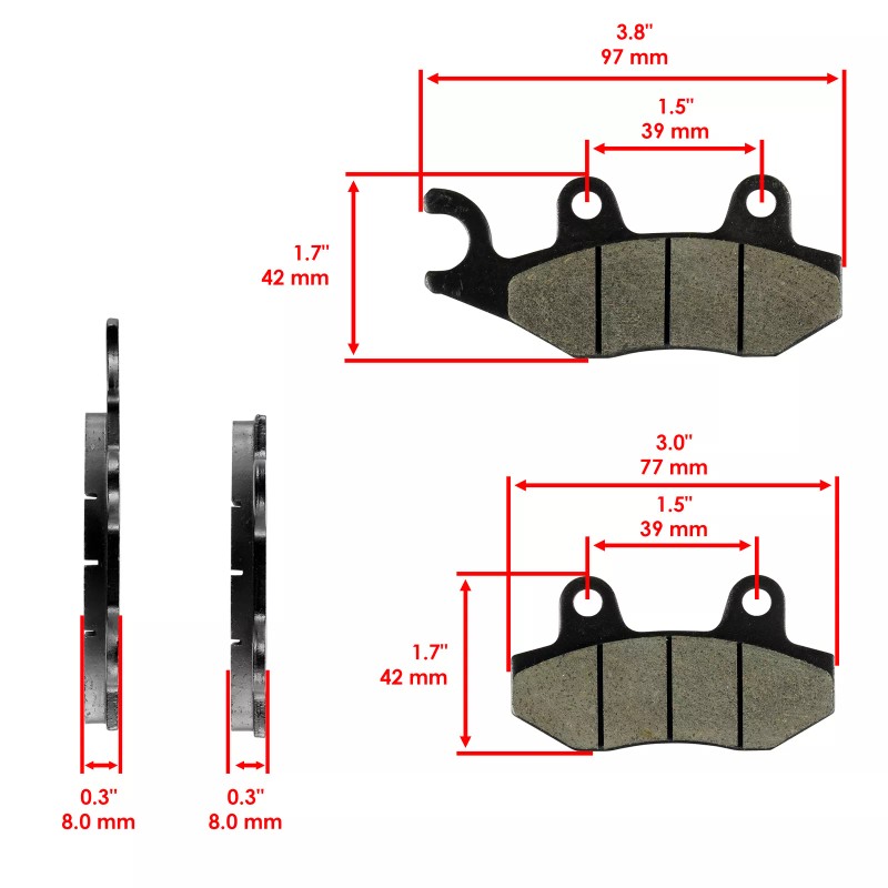 Caltric Front And Rear Brake Pads for Can-Am Commander 1000