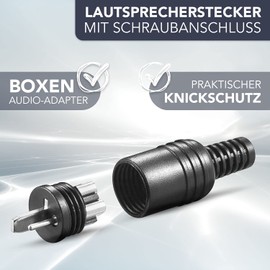 Speaker Plug | with Screw Connection | Straight Screwable Kink Protection 2.2 mm | Boxes Audio Adapter Cable Connection Speaker Plug | Black | Pack of 5