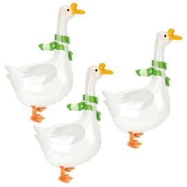 BOXOB 3pcs Walking Silly Goose Balloons, Aluminum Film Goose Shaped Balloons with Scarf & Feet Cute Animal Inflatable Decoration for Birthday Baby Shower Spring Farm Party Supplies