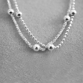 Designer Inspirations Boutique 9.75 Inch Beaded Double Chain Sterling Silver Anklet/Ankle Bracelet/Ankle Chain - 925 Sterling Silver - 9.75" Inch / 25cm - Anklets for Women