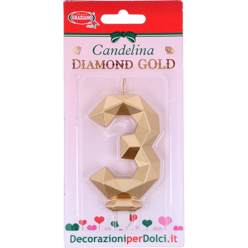 Candelina Buon Compleanno Diamond GOLD n.3