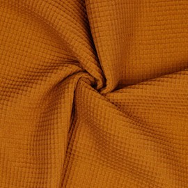 VmG-Store 1 m Waffle Pique 100% Cotton Oeko-Tex No Sold by the Metre Over 40 Colours to Choose From Waffle Fabric (035 I Rust)