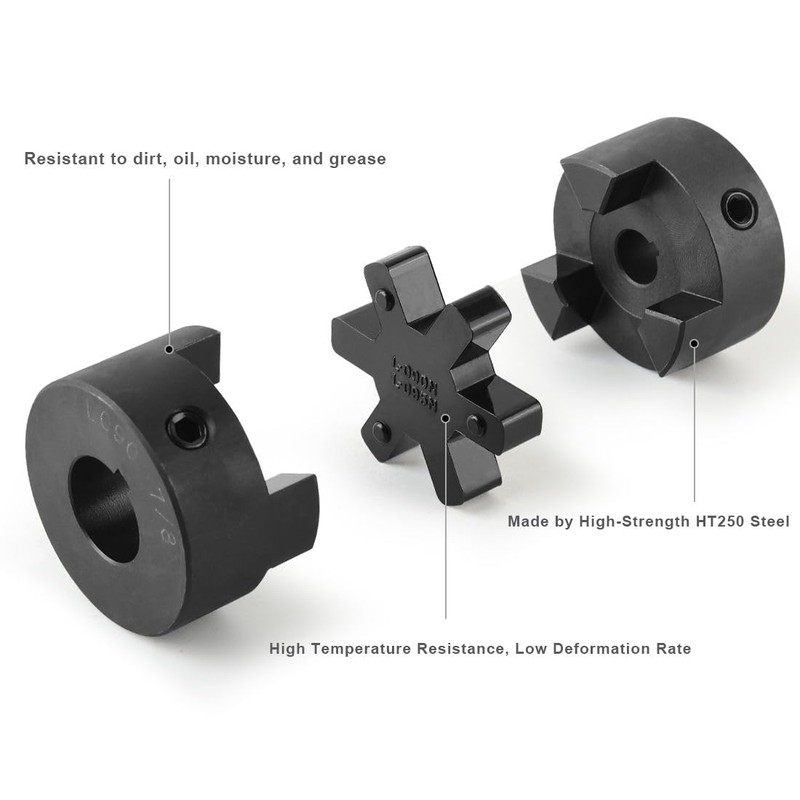 1/2" to 7/8" L090 3-Piece L-Jaw Coupling Set & Buna-N