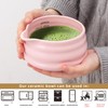 YumiPLUS 2pcs Matcha Bowl with Whisk Holder, Ceramic Pink Matcha