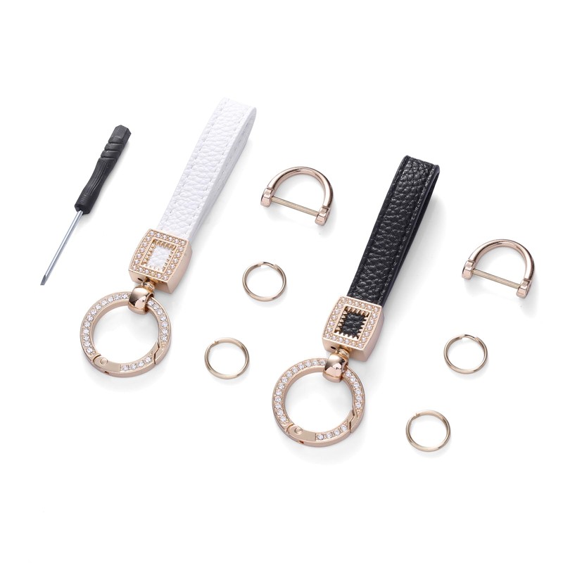 AMIR Microfiber Leather Wristlet Keychain, 2 Pack, Anti-Lost D Ring,