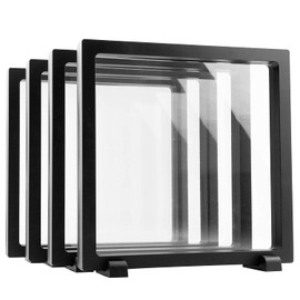 RECHIATO 4-Piece 3D Floating Display Cases - 7"7"0.8", Coin Holder & Frame Stand for Military Challenge Coin, AA Medallion