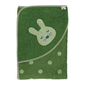 Sterntaler Baby Unisex Badetuch Baby GOTS Kinni - Badeponcho Baby, Kapuzenhandtuch, Badehandtuch Kinder mit Hasenmotiv - Bio - dunkelgrün
