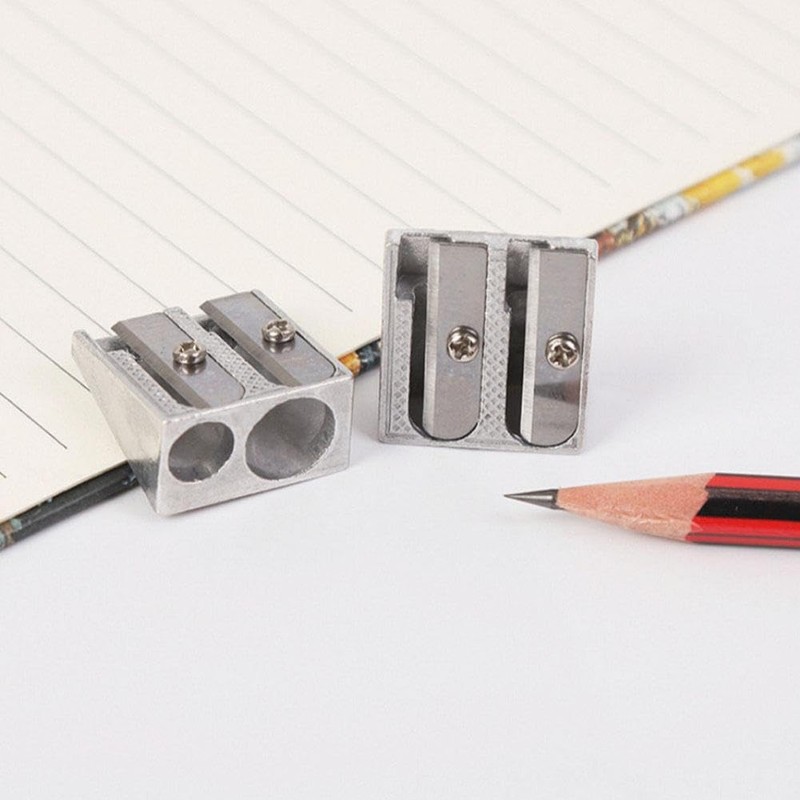 マグネシウム鉛筆削りサバイバル、1/12個 手持ち鉛筆削り、金属鉛筆削りマグネシウム、2穴鉛筆削り マグネシウム合金ウェッジプロファイル、マグネシウム合金鉛筆削り