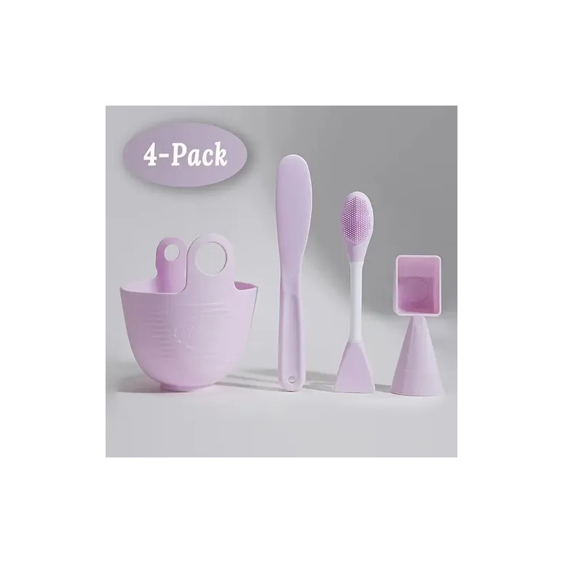 Kit Silicón Bowl Preparación Mascarilla Facial Lila