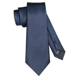 RBOCOTT Navy Silk Tie and Pocket Square, Necktie Tie Clip Set for Men (8)
