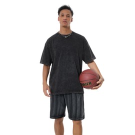 GSOU SNOW Men's Oversized T Shirt Cotton Casual Unisex Short Sleeve Solid Loose Fit Vintage Baggy Tee Shirts Washed Streetwear 3 Pack for Men Women