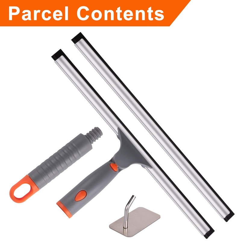 All Purpose 10inch Shower Squeegee with 2pcs Rubber Wiper Blade
