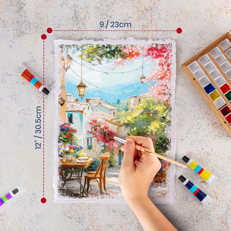Thick Handmade A5 Size Watercolor Paper with Deckle Edge -