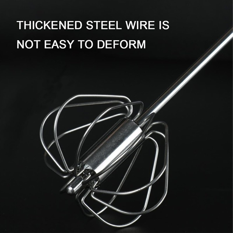 AIMALL Semi-Automatic Stainless Steel Whisk, Hand Push Egg Beater and