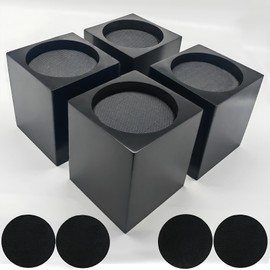 ECOGREDA Wood Bed Furniture Risers 4 Inch Heavy Duty Risers, Supports up to 6,000 Lbs, for Sofa Couch Desk Chair Table Base Raising Space, Convenient Store and Cleaning, Pack of 4 Black