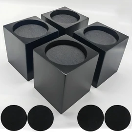 ECOGREDA Wood Bed Furniture Risers 4 Inch Heavy Duty Risers, Supports up to 6,000 Lbs, for Sofa Couch Desk Chair Table Base Raising Space, Convenient Store and Cleaning, Pack of 4 Black