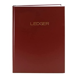 BookFactory Ledger Book/Accounting Ledger/Ledger Notebook- 100 Pages, 8" x 10", Burgundy Cover, Smyth Sewn Hardbound (ACT-100-S4CM-A-LMT81(Ledger))