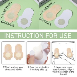 Apausvcm 40 Pcs Nipple Covers, Disposable Nipple Pasties Breast Lift Tape for Women Breathable Invisible Non-Woven Fabrics Nipple Coverings Stickers Large Reusable Breast Tape Beige