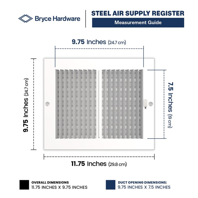 Bryce Hardware 10 x 8 Inch (Duct Opening) White Supply