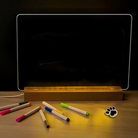 Acrylic Dry Erase Board Calendar with Light Up Stand for Desk 13" x 9" inch Desktop Note Memo White Board Notepad Table LED Letter Massage Boards for Personal Creative Use Includes Dry Erase Markers