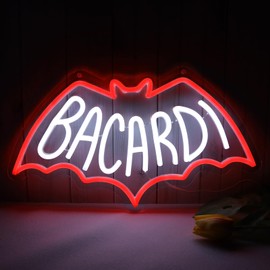 AHlove Bacardi Rum neon commercial sign for store wall decor，USB Powered Neon Bar Signs，Neon Lights for Man Cave, Bedroom, Home Bar, Store, Club, Bistro, Party, Gifts (Bar)