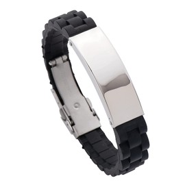 LUCKMAN Pulsera para Hombre de Acero Inoxidable Color Plata y Caucho, Brazalete estilo Reloj – Joyería y Accesorios para Hombre, Regalos para Hombre Originales Cumpleaños y Regalos para Papá Navidad, Modelo Carter