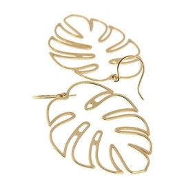 Doubnine Palm Leaf Earrings Large Monstera Golden Line Dangle Earrings Bohemian Summer Festvial Jewelry for Women (golden)