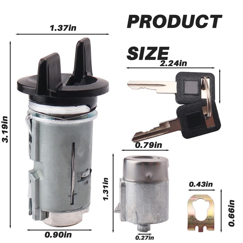 Ignition Switch Lock Cylinder & Door Lock Cylinder Set Compatible