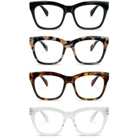 Chiccool Oversized Square Reading Glasses for Women,3 Pack Stylish Blue Light Blocking Large Frame Computer Readers+1.0