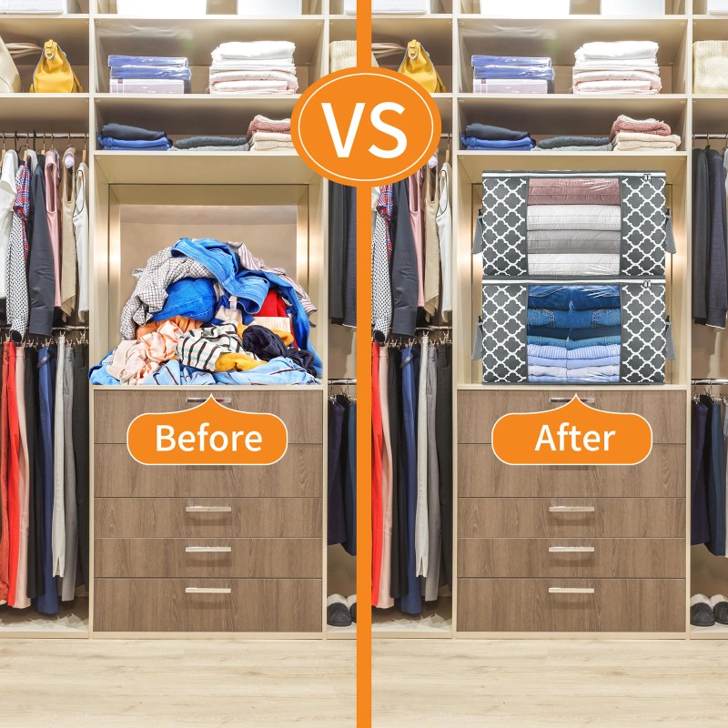 Unbranded 2Pcs Clothes Organizer With Lid Collapsible Large Organizer W/