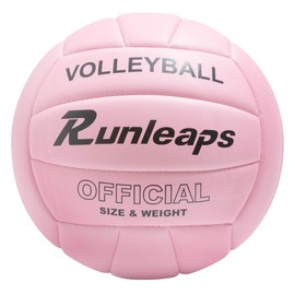 Runleaps - Voleibol impermeable para interiores y exteriores, para entrenamiento en el gimnasio (tamaño oficial 5, rosa)