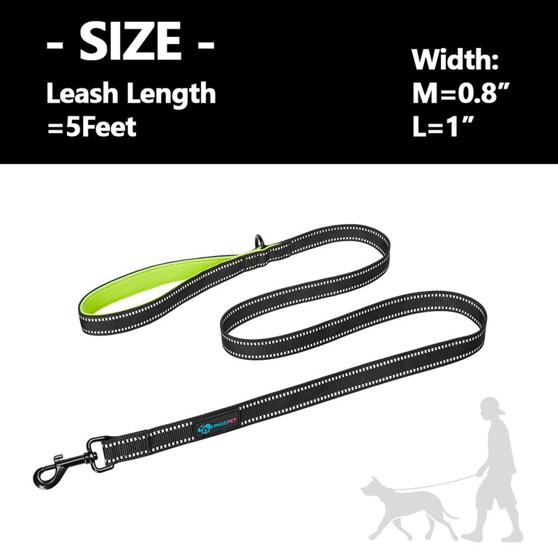 PHOEPET 5 Feet Heavy Duty Dog Leash - Reflective -