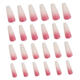 Healvian 24pcs Wearing False Nails Clear Fake Nails Matte Kiss Press Nails Neon Nails for Women Faux Gel Manicure Nail Art Stickers Strips Red Fake Nails Short Pink Plastic