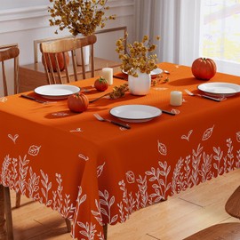 Fall Tablecloth 60'' x 84'' Rectangular, Fall Decor Leaves Table Cloths Seasonal Thanksgiving Decorations for Home Scallop Edge Cover Party Dining Table Decorations
