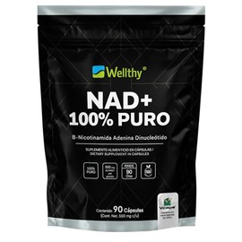 Wellthy Pure NAD+ 500mg 90 Cápsulas. B Nicotinamide Adenine Dinucleotide, 90 Porciones por Envase, 100% Puro, Vcaps Cápsulas Veganas, Bottle Free.