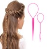 3pcs Topsy Tail Hair Tool, Pink Hair Looping Tool with