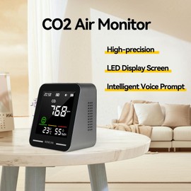 CO2 Carbon Dioxide Detector, Portable Indoor Air Quality Monitor with CO2 & Temperature & Humidity Sensor, CO2 Meter with Alarm for Home, Travel, Grow Tents, Office, School