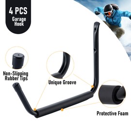 HOME MASTER HARDWARE Garage Storage Heavy Duty Hooks, 15 Inch Kayak Storage Rack Wall Mount 4 Pack, Jumbo Wall Hooks for Canoe, Ladder, Bicycle, Folding Chairs, Surfboard,Snowboard,100 LB Capacity
